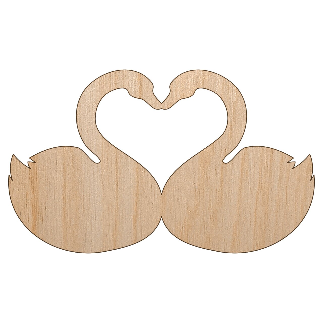 Kissing Swans Forming a Heart Unfinished Wood Shape Piece Cutout for DIY Craft Projects